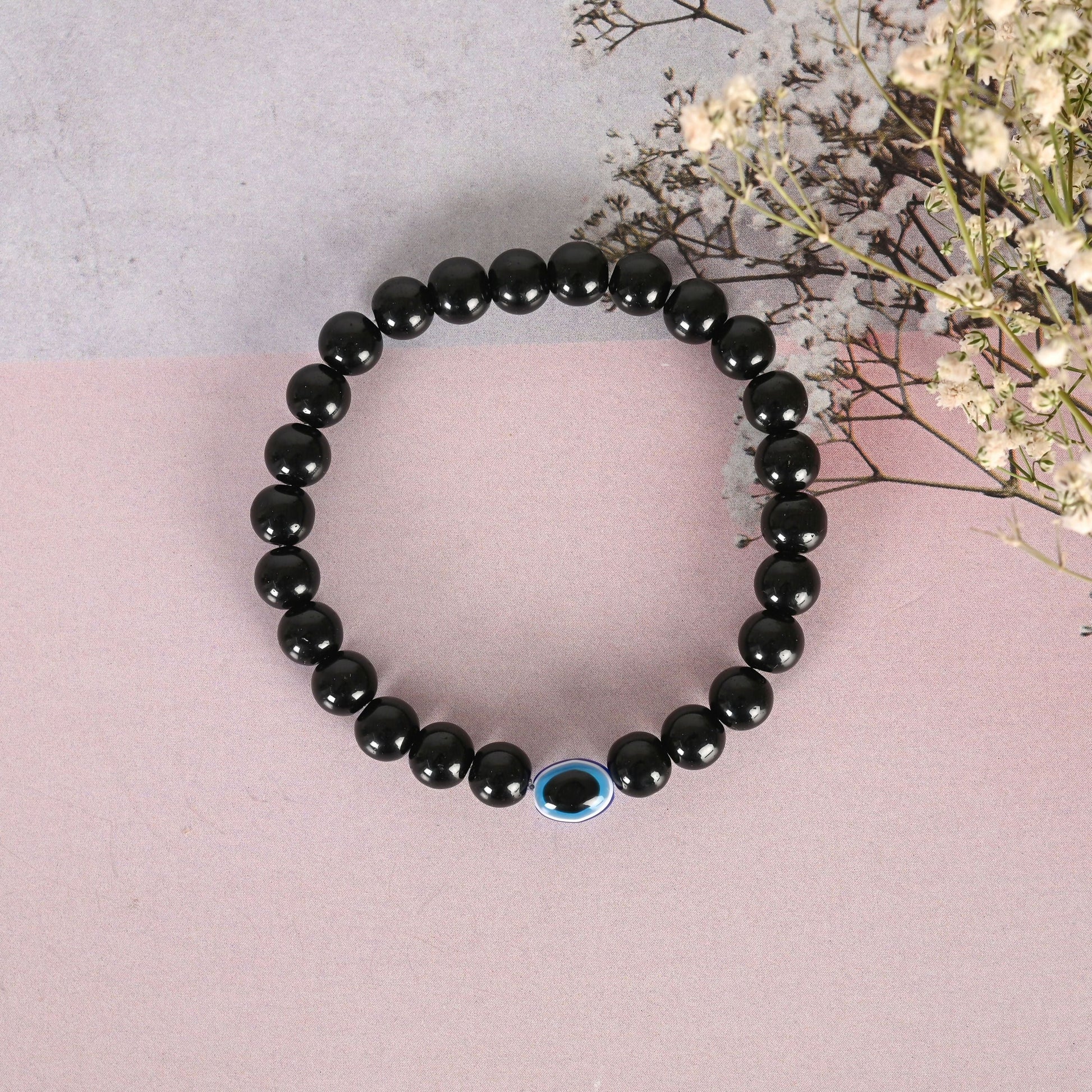 NVR Men & Women Marble Crystal Beaded Elasticated Bracelet - Swadesiicart