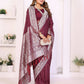 Aastha Fashion Wine Georgette Silk Zari Weaving Saree