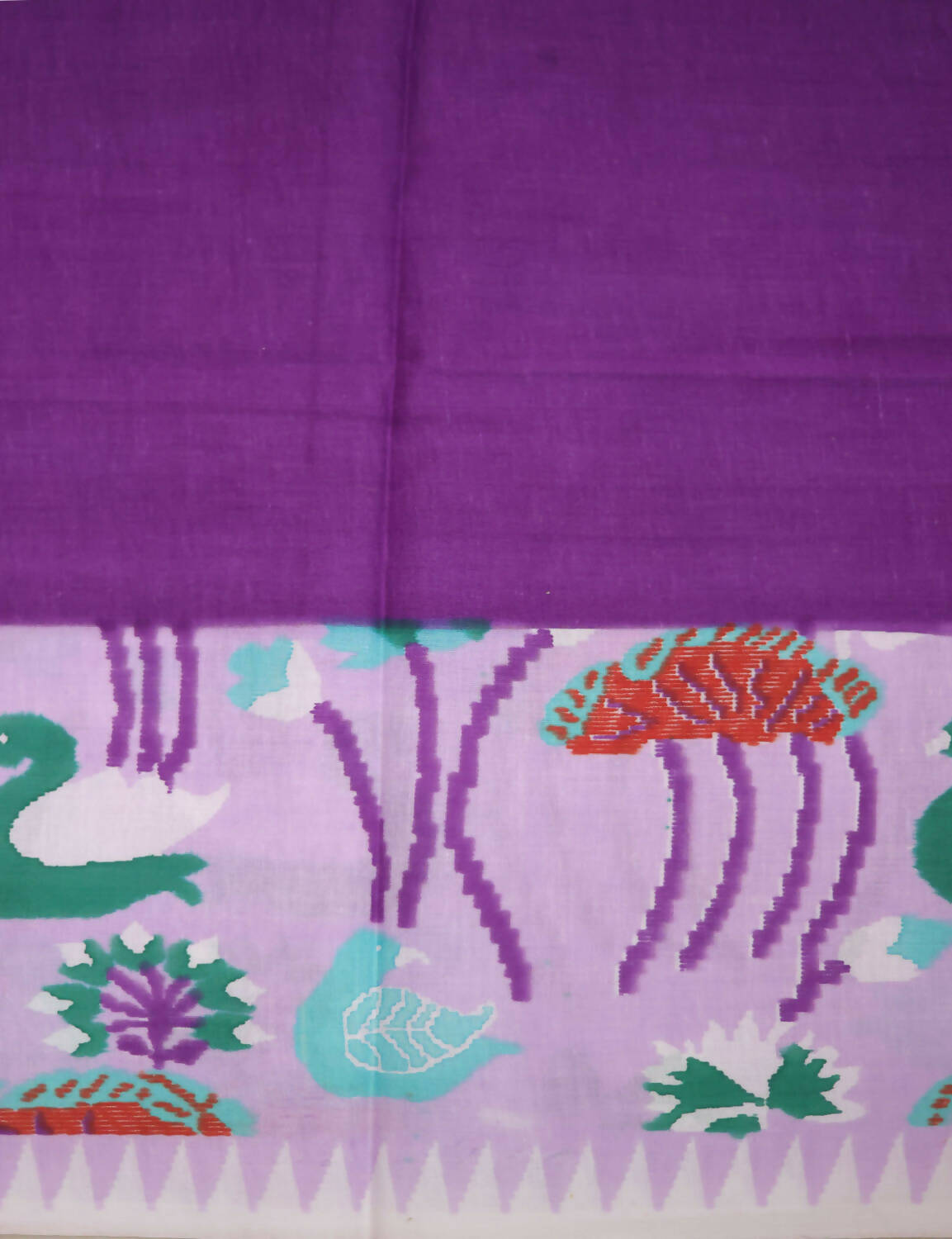 Shades Of Lavender And Purple Pure Munga Cotton Block Print Saree By Gayathri Reddy Designer Studio | Swadesiicart
