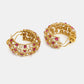 Ruby Raang Gold Polished Maroon Round Kundan Loops | Swadesiicart