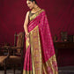 Vishnu Weaves Women's Pink Paithani Silk Saree with Blouse - Swadesiicart