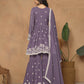 Anaita Lavender Embroidered Faux Georgette Sharara Suit