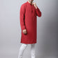 Even Apparels Maroon Cotton Checked Men's Kurta With Band Collar | Swadesiicart