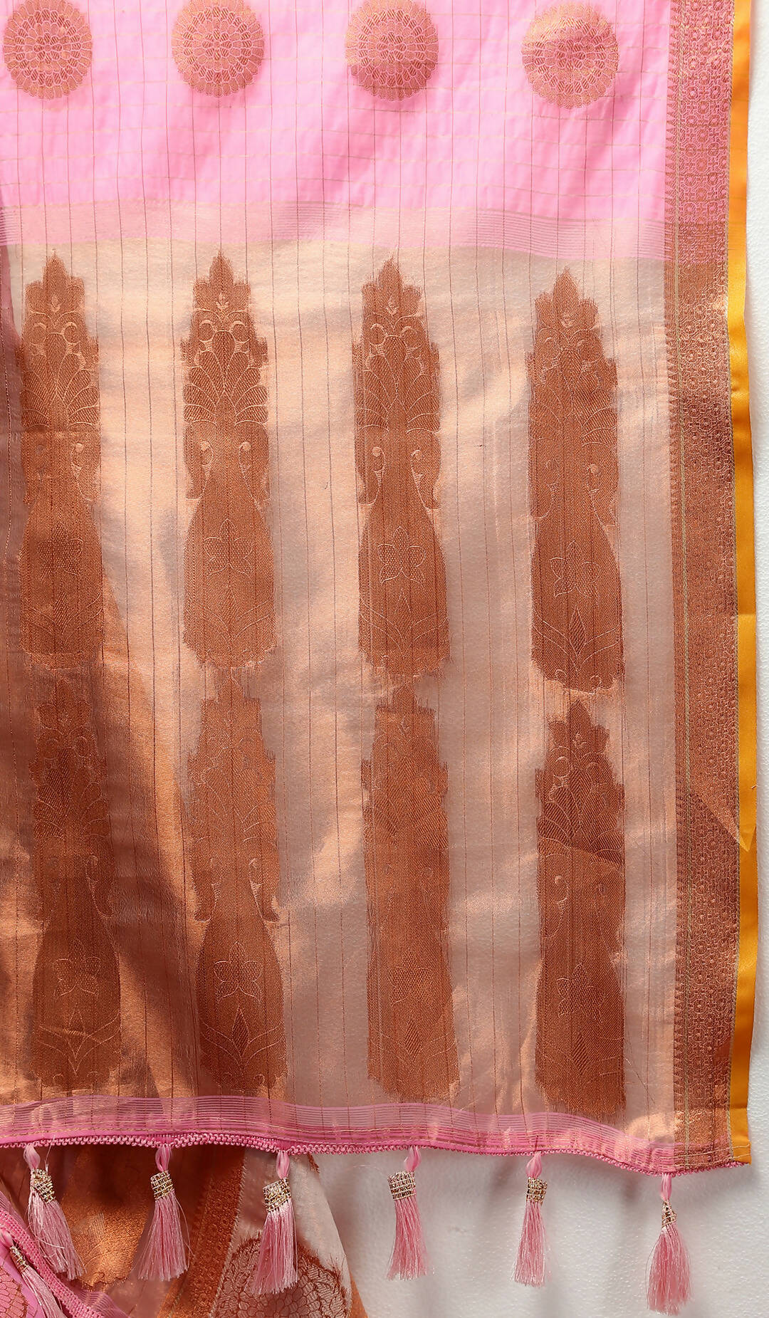 Lorenvalley Fashion Pink Cotton with Woven Design Zari Weaving Saree - Swadesiicart