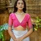 Vishnu Weaves Women's Pink Muga Cotton Woven Butti Saree with Blouse - Swadesiicart
