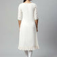 Ahalyaa Women's Off White Cotton Printed Kurta | Swadesiicart