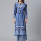 Ahalyaa Women Navy Blue Crepe Floral Print kurta With Palazzo | Swadesiicart