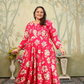 Jyoti Fashion Women's Pink Rayon Floral Print with Sequins Designer Anarkali Set | Swadesiicart