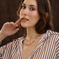 Beaded Pearl Necklace with Grey and Pink Colourful Motifs - Ruby Raang