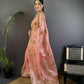 Joban Fashion Baby Pink Handloom Banarasi Organza Silk Khatali Butta Work Saree | Swadesiicart