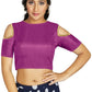 Aastha Fashion Women's Purple Art Silk Cold Shoulder Sleeve Readymade Blouse