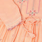 Peach Poly Cotton Yoke Embroidered A-line Top - Tarini - Swadesiicart