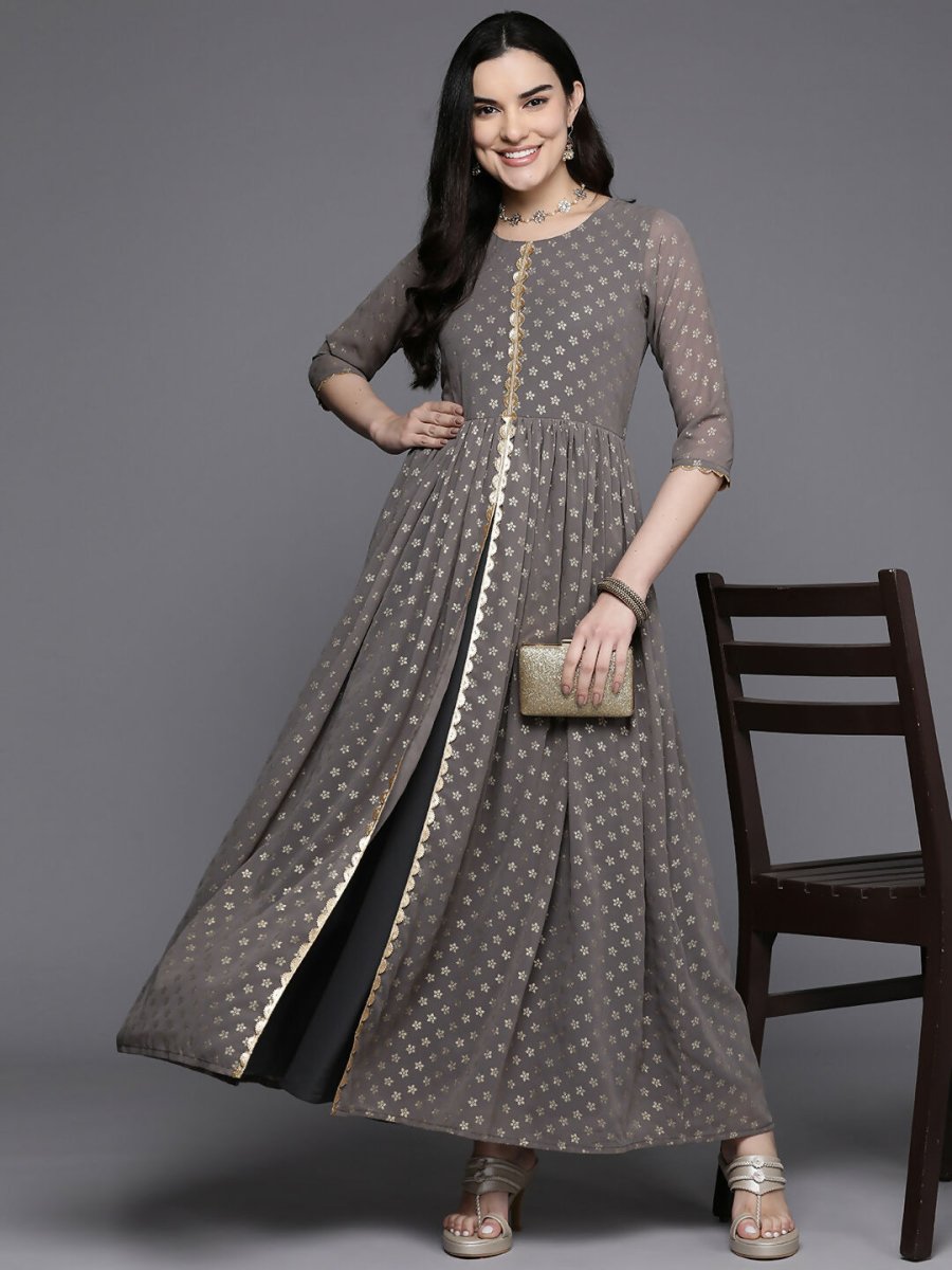 Ahalyaa Women's Traditional wear Kurta Set - Grey | Swadesiicart