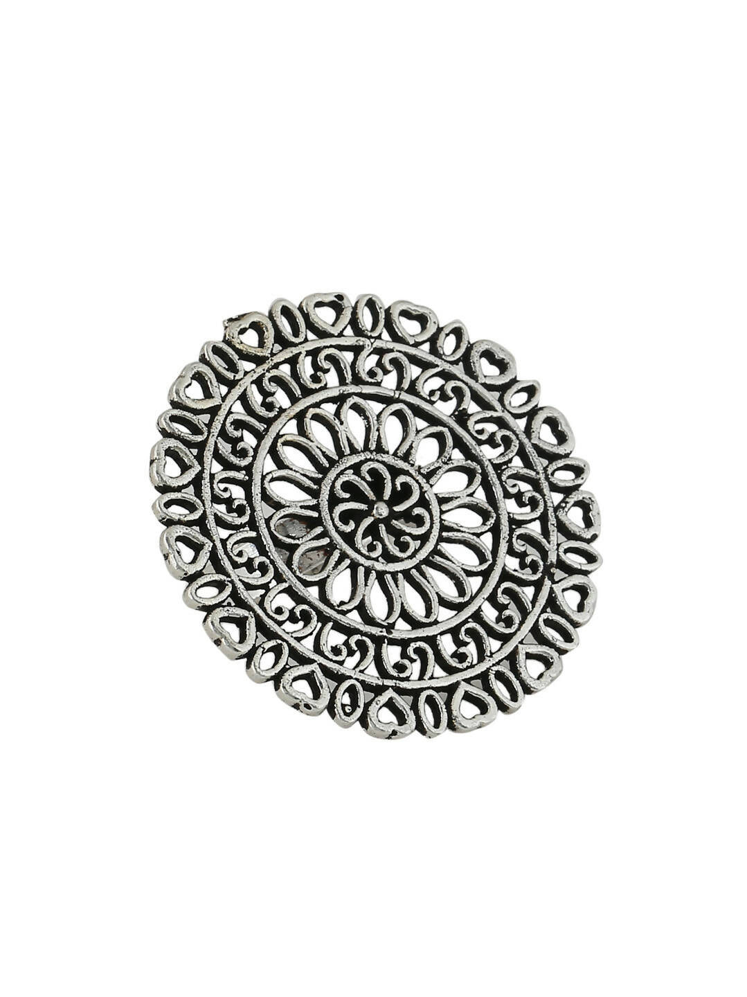 NVR Women Oxidised Silver-Plated Adjustable Finger Ring | Swadesiicart