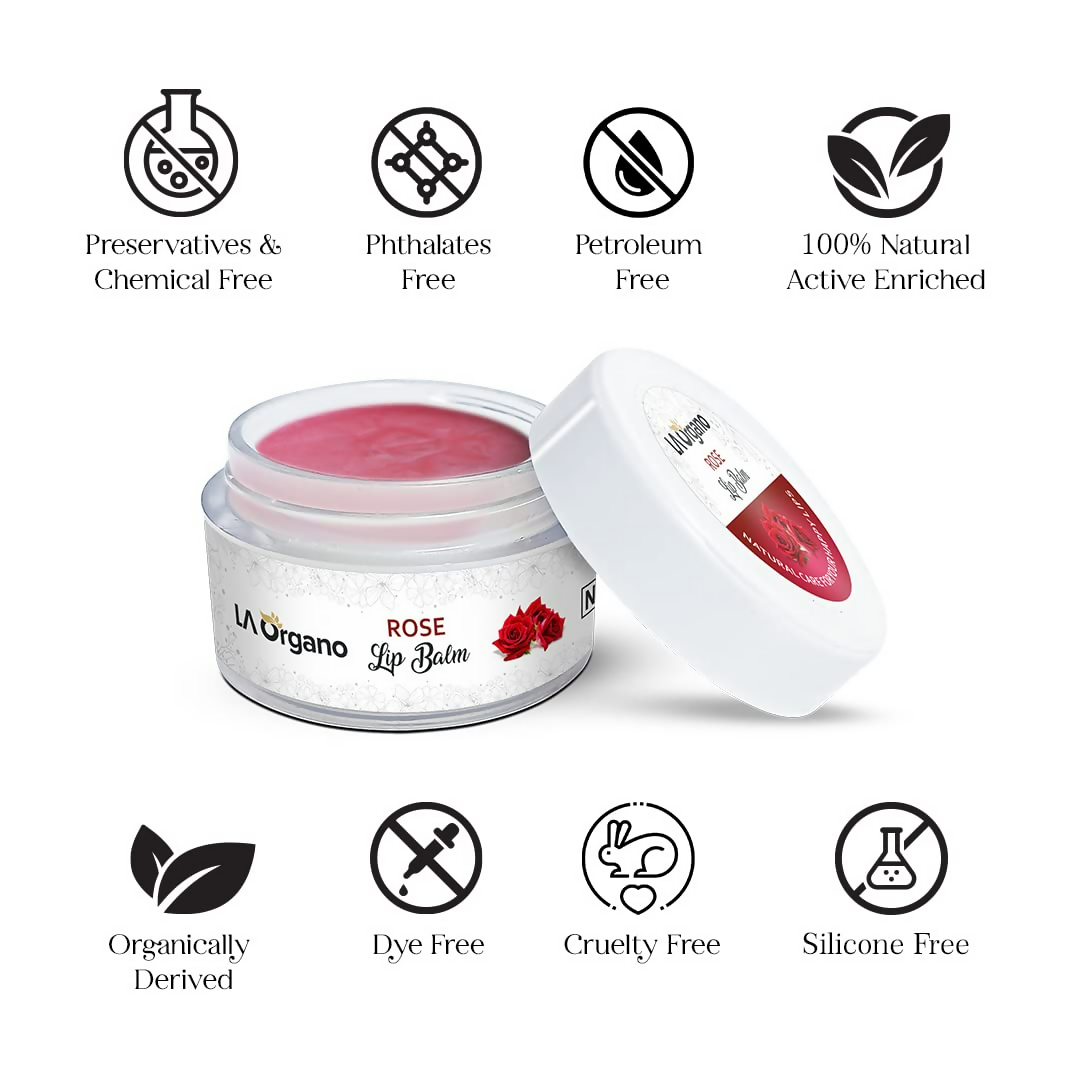 LA Organo Rose Lip Balm For Dry Chapped Lips - Swadesiicart