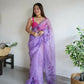 Vamsee Mudra Purple Organza Saree - Swadesiicart