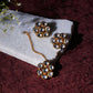 Kundan Round Maang Tikka with Studs Jewellery Set (Gold) - Ruby Raang - Swadesiicart