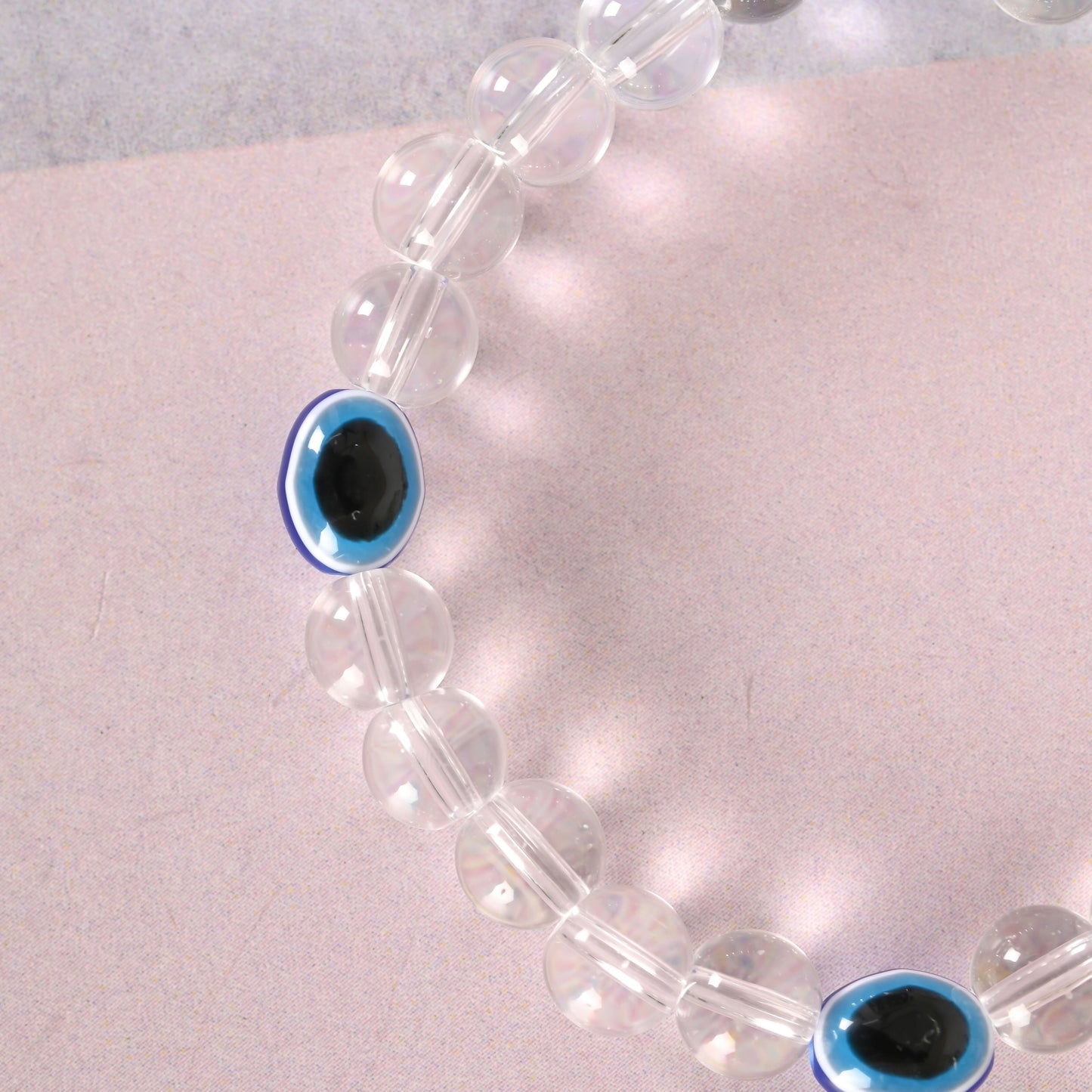 NVR Men & Women Evil Eyetransparent Beaded Elasticated Bracelet - NR Retail-NVR