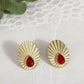 Joban Fashion Women Miny Size Red Stone Matte Gold Earrings | Swadesiicart