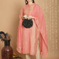Jyoti Fashion Women's Peach Chanderi Silk Elegant Jardoshi Semi Kurta with Trouser & Dupatta | Swadesiicart