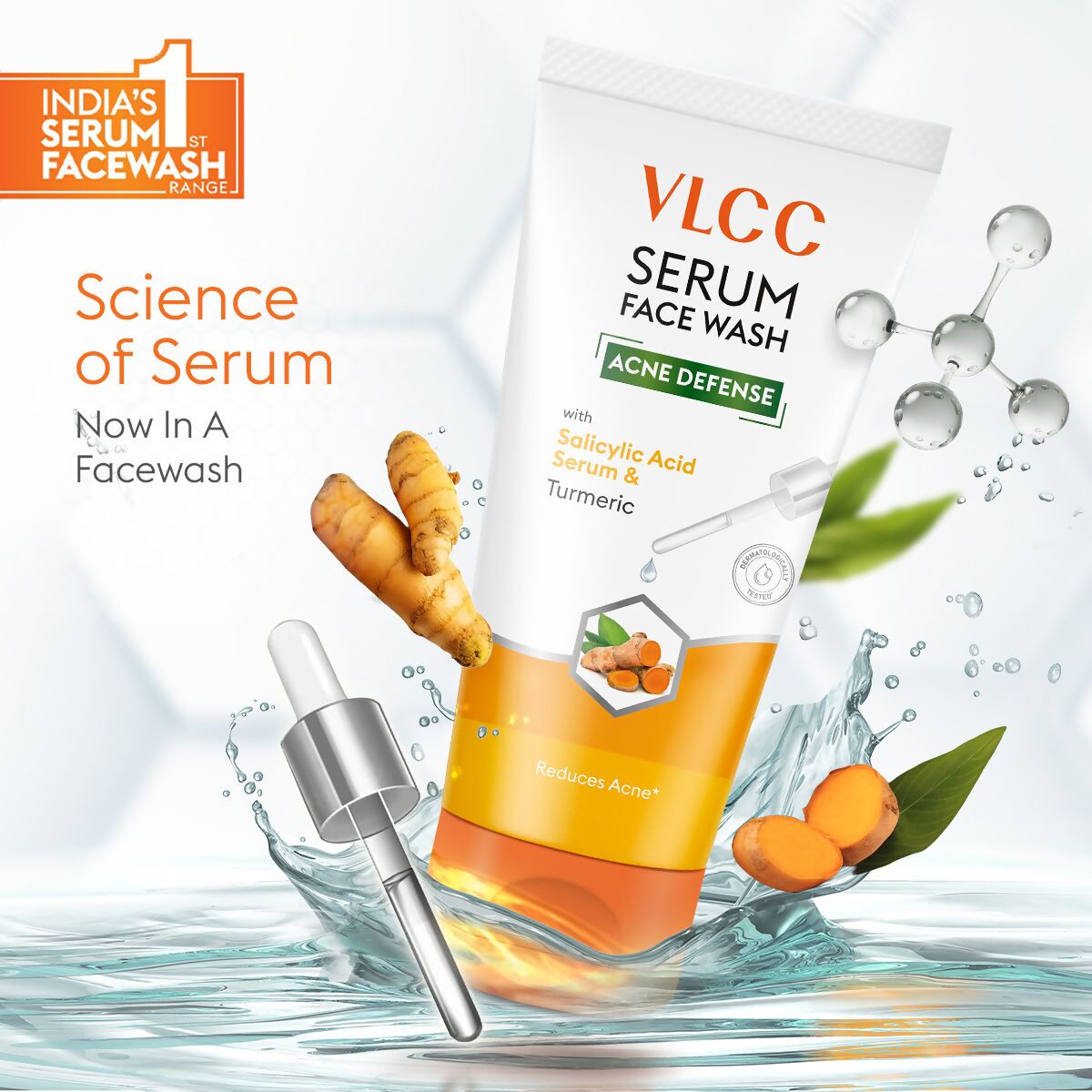 VLCC Acne Defense Serum Face Wash with Salicylic Acid Serum & Turmeric - Swadesiicart