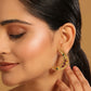 Nuyug 22K Gold Plated Pink Lunar Earrings | Swadesiicart