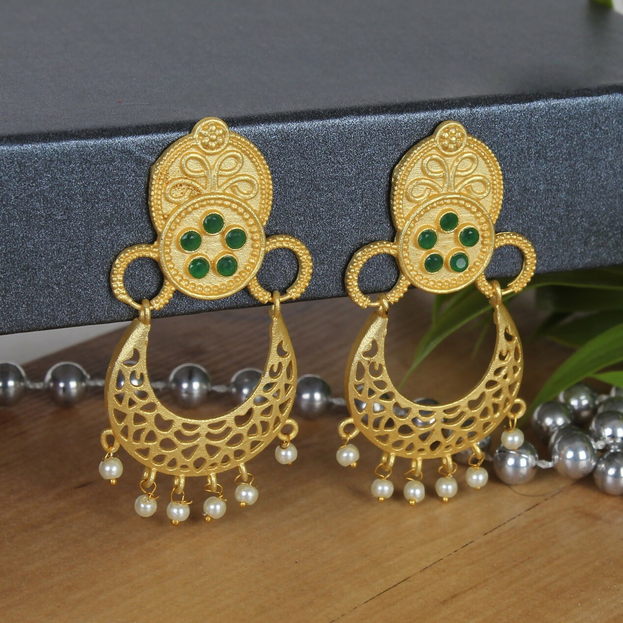 Joban Fashion Women Matte Gold Brass Earrings | Swadesiicart