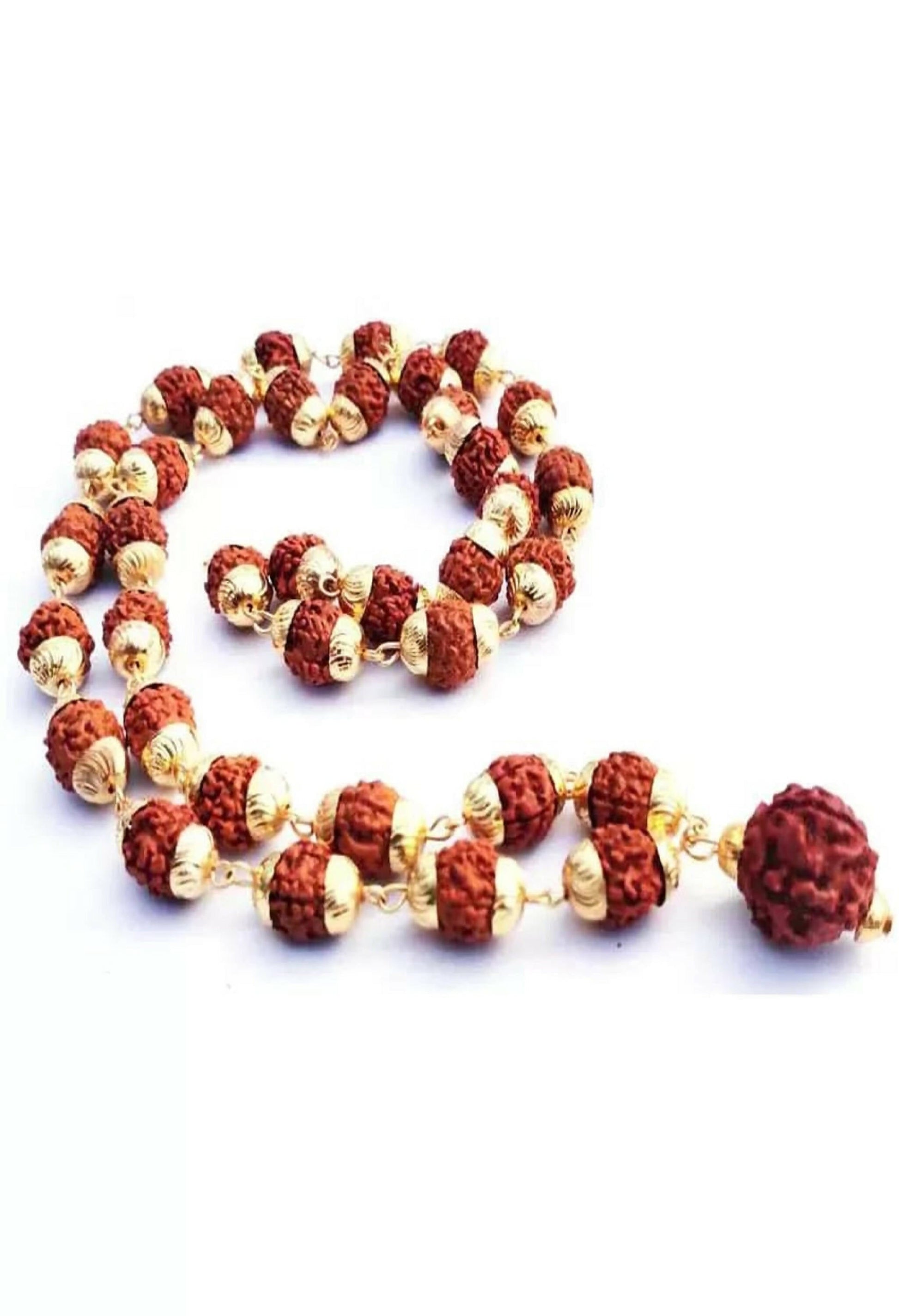 Mominos Fashion Joharkamal Gold-Polished Statement Rudraksha Mala Long Necklace (Golden) | Swadesiicart