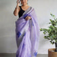 Vamsee Shirovastra Print Lavender Organza Saree - Swadesiicart