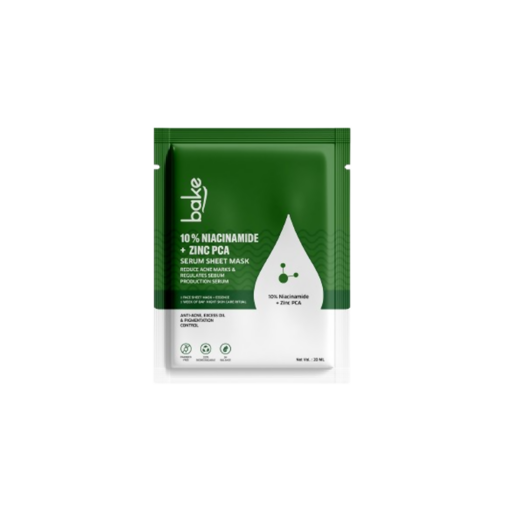 Bake 10% Niacinamide + Zinc PCA Serum Sheet Mask | Swadesiicart