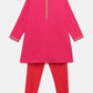 Ahalyaa Pink Crepe Orange Khari Print Kids Kurta Churidar Set For Boys | Swadesiicart