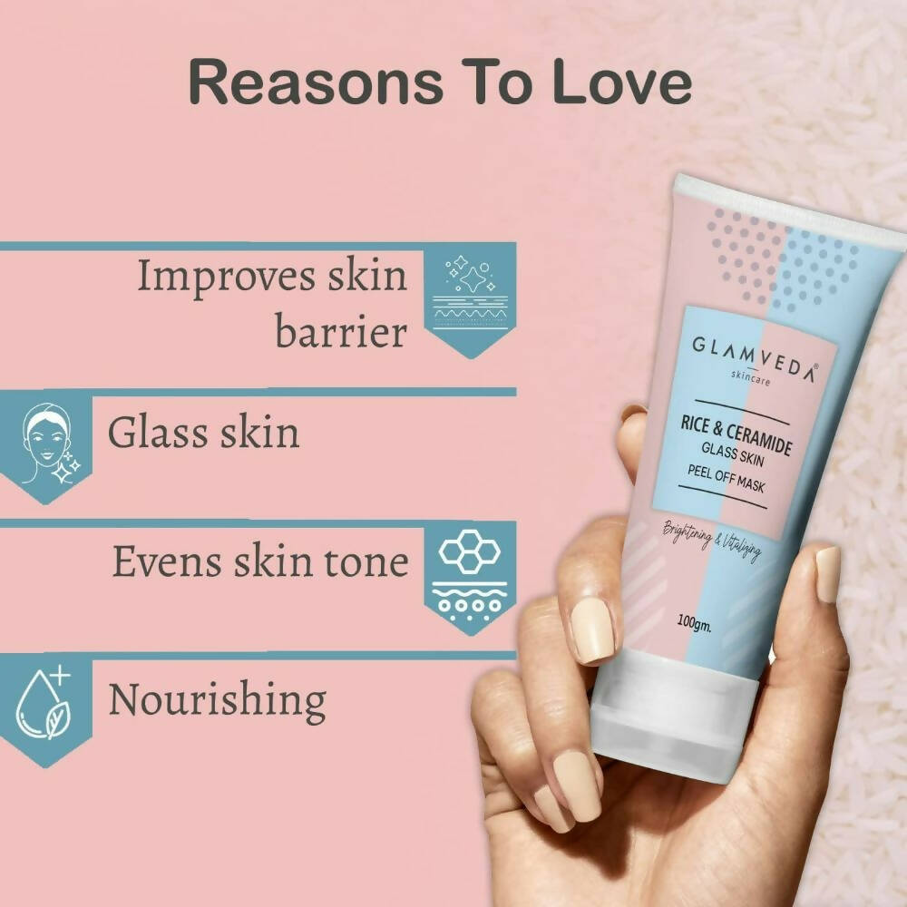 Glamveda Rice & Ceramide Korean Glass Skin Peel Off Mask - Swadesiicart