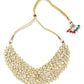 Gold-Polished Maharani Kundan Neckpiece With Earrings And Maang Tikka - Ruby Raang - Swadesiicart