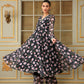 Pomcha Jaipur Black Saadgi Pink Lotus Anarkali Set | Swadesiicart