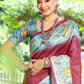 Vishnu Weaves Women's Red Cotton Silk Woven Saree with Blouse - Swadesiicart