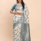 Shree Shyam Fashion Linen Cotton Sky Blue Saree