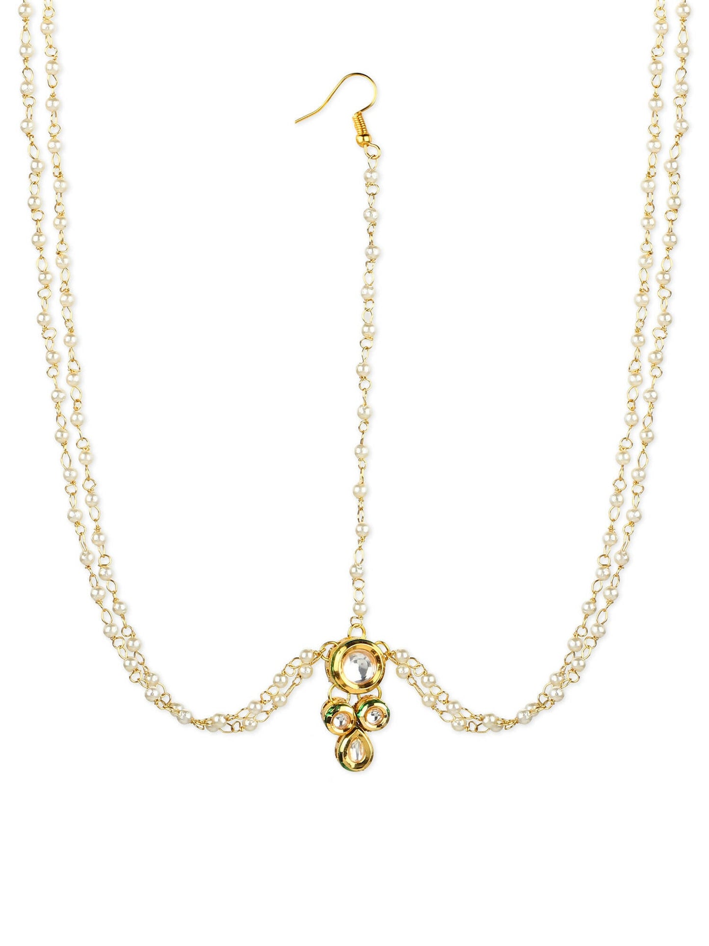 Gold-Polished Kundan Head Jewellery - Ruby Raang | Swadesiicart