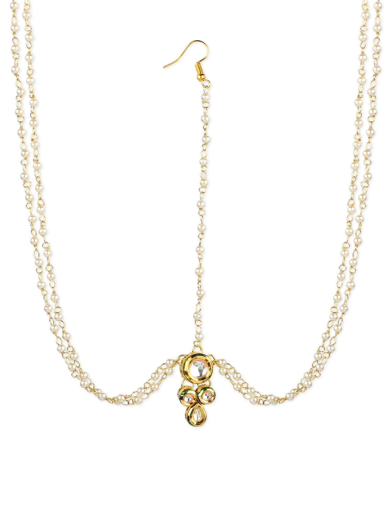 Gold-Polished Kundan Head Jewellery - Ruby Raang | Swadesiicart
