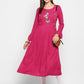 NOZ2TOZ Women's Pink Rayon Anarkali Kurta (1 Pc Set) - Noz2Toz