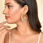 VOJ Women Gold-Polished Studded Beads Stainless Steel Double Circular Hoop Earrings - VOJ (Valley Of Jewellery)