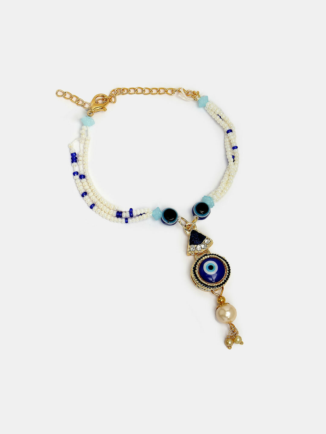 NVR Women & Men Set of 2 Blue Evil Eye Bhaiya Bhabhi Rakhi With Roli Chawal | Swadesiicart
