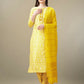 Jyoti Fashion Women's Yellow Rayon Embroidery & Sequence work Kurta with Trouser & Dupatta | Swadesiicart