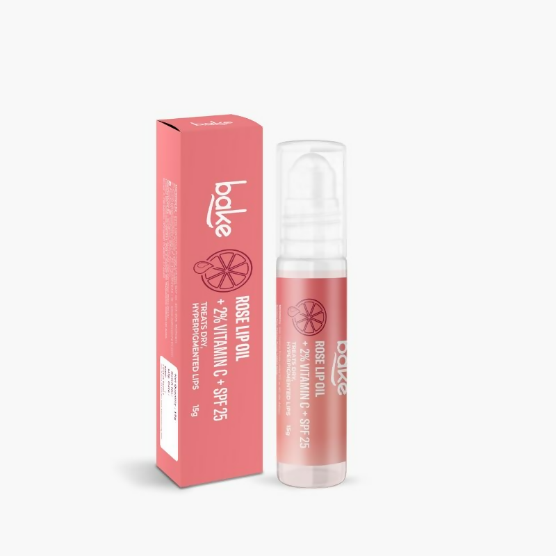 Bake 2% Vitamin C Tinted Rose Lip Balm Oil For Dark Pigmented Lips With SPF 25 PA+++ | Swadesiicart