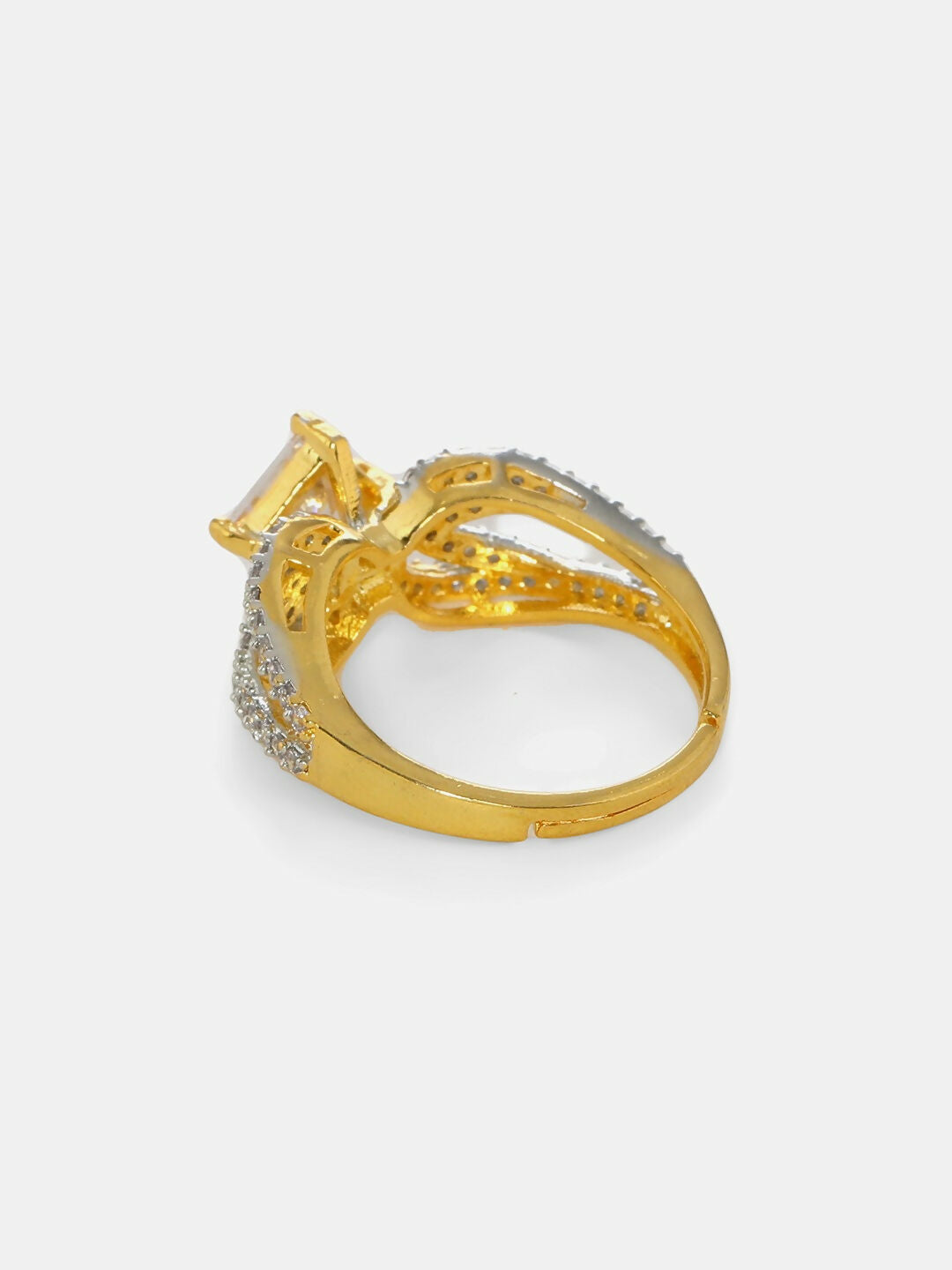 Daimonds and Square Solitaire Ring- Ruby Raang | Swadesiicart