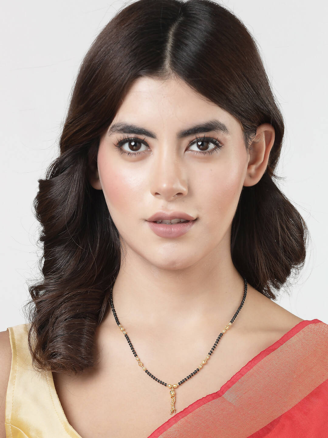 NVR Women Ethnic Gold-Polished Beaded Mangalsutra - Swadesiicart