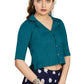 Aastha Fashion Women's Women's Teal Art Silk Button Readymade Blouse