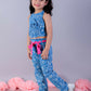 Lil Drama Jaipur Girls Blue Printed Top with Printed Pant Co-ordinate Set - Swadesiicart