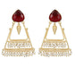 Joban Fashion Women Handcrafted Red Stone Matte Gold Earrings | Swadesiicart