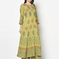 Aniyah Rayon Parrot Green Color Block Print Anarkali Palazzo Set (AN-194K)