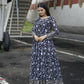Aayaa Printed Faux Georgette with Embroidery Zari Sequins work Gown - Black